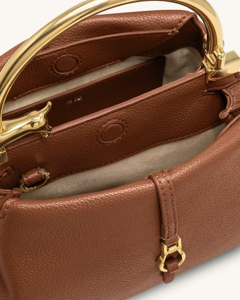 Bruna Dackel-Metallgriff-Henkeltasche - Braun