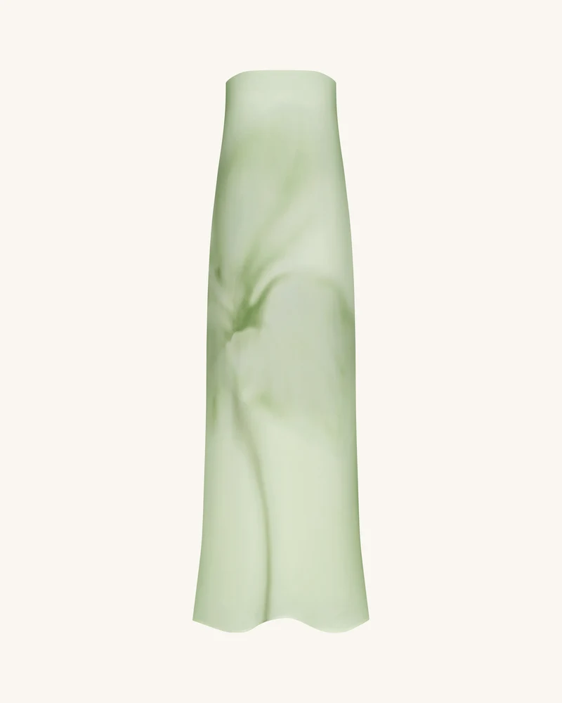 Aquarell-Blumenprint trägerloses Maxikleid - Grün