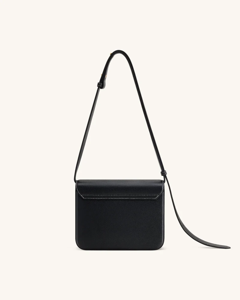 Evania Lock Gekörnte Schultertasche - Schwarz