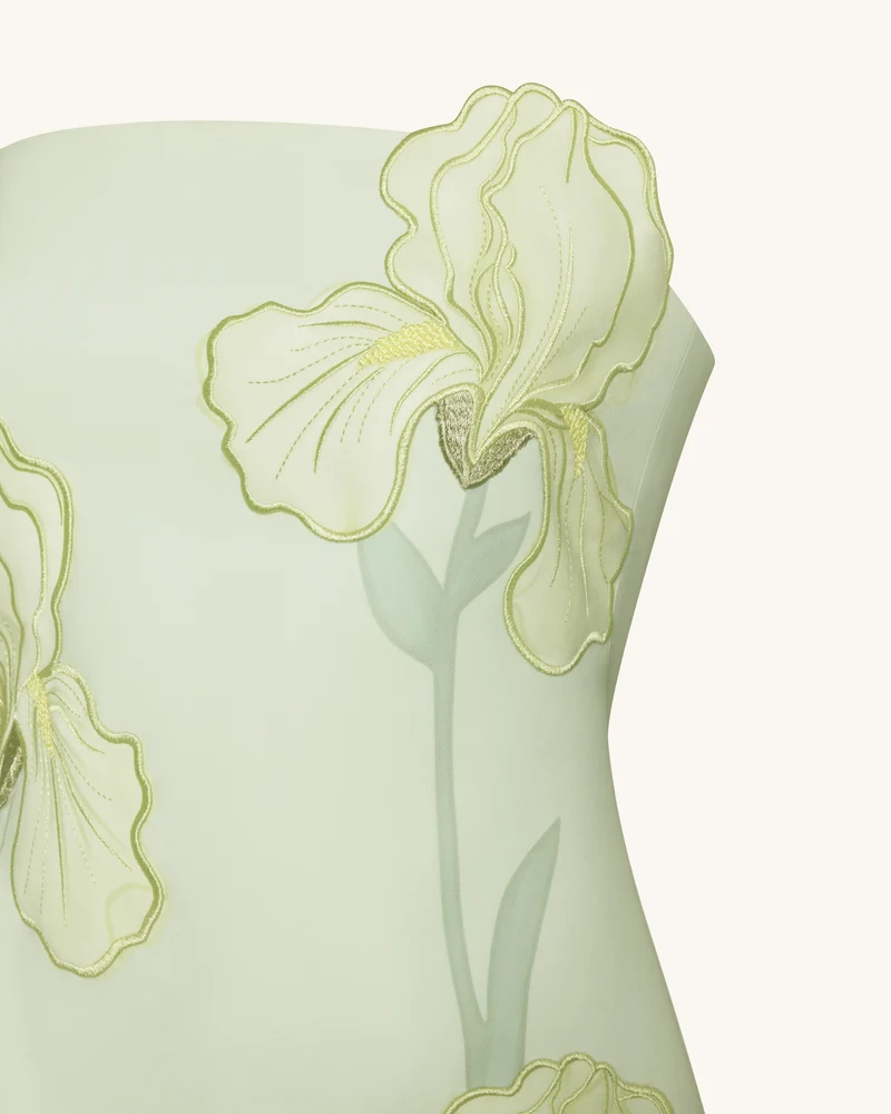 Iris Blumenprint trägerloses Kleid - Grün