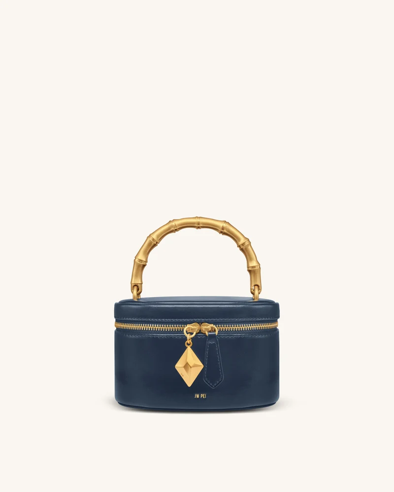 Natalie Henkeltasche mit geometrischem Metallanhänger - Marineblau