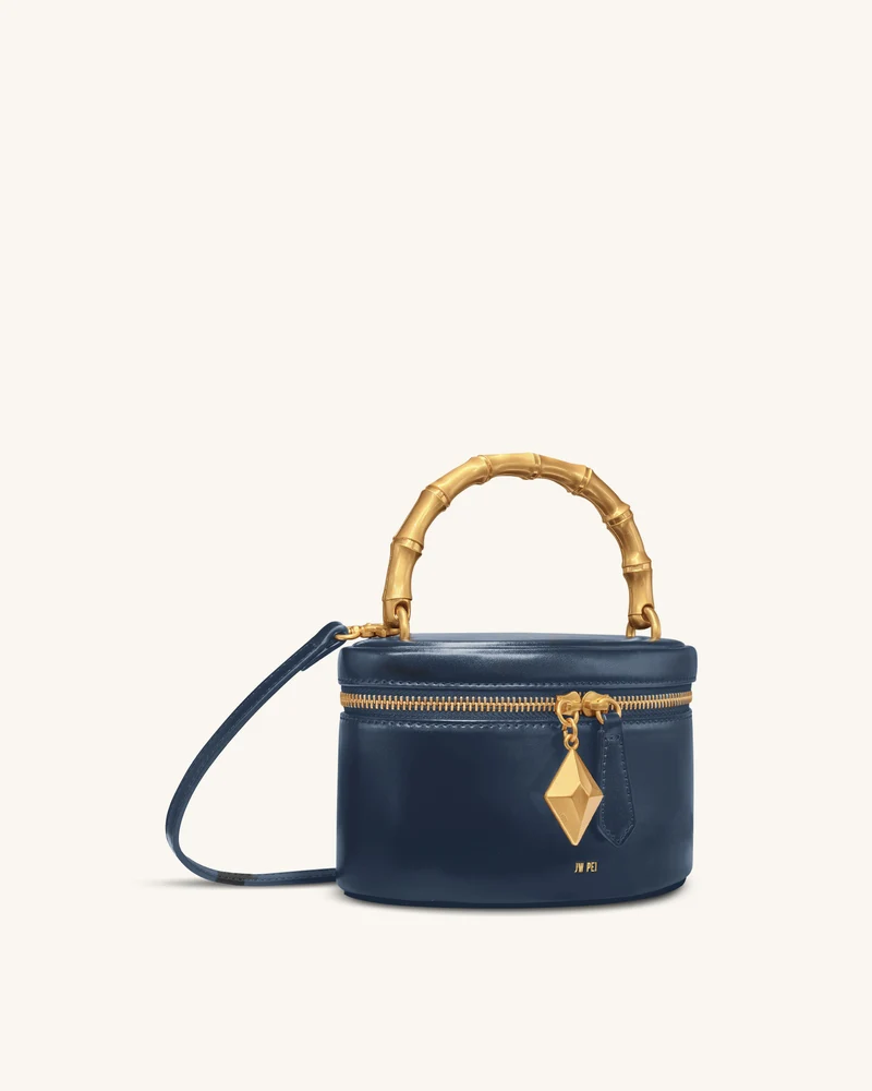 Natalie Henkeltasche mit geometrischem Metallanhänger - Marineblau