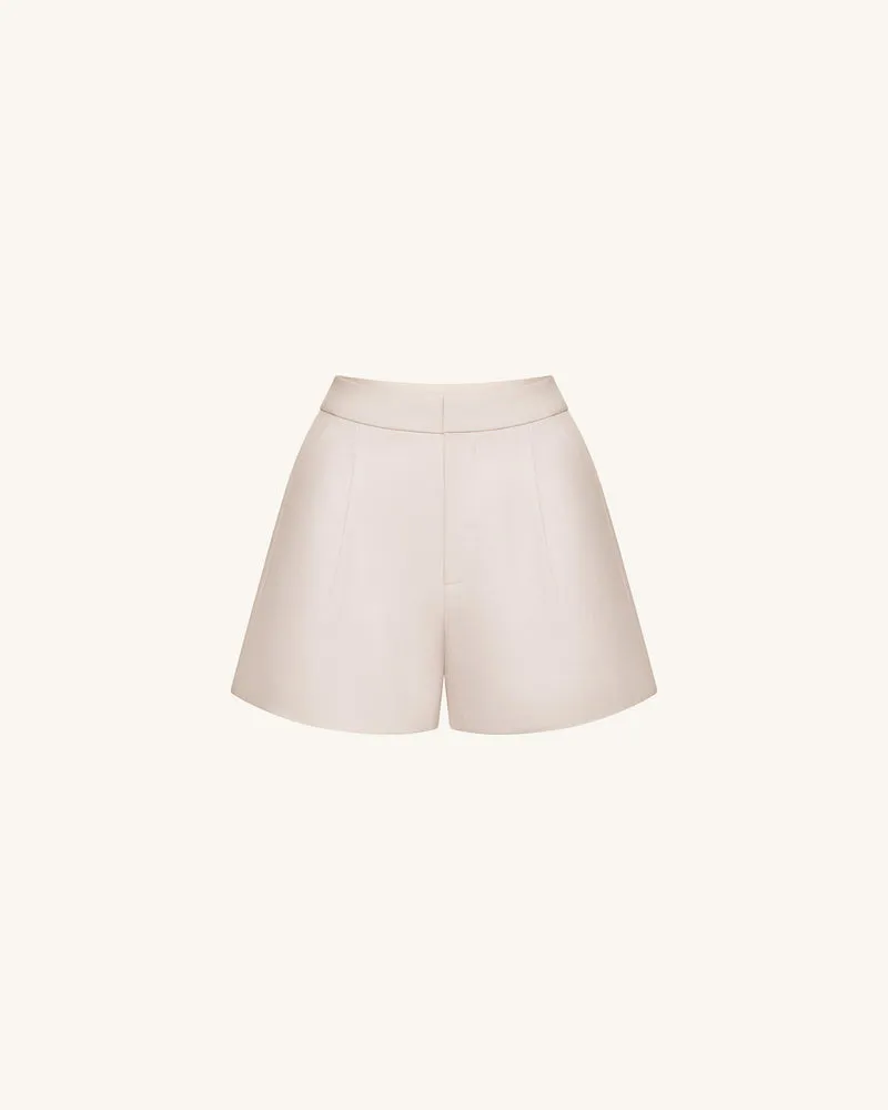 Gewebte Baumwoll-Anzugshorts - Beige