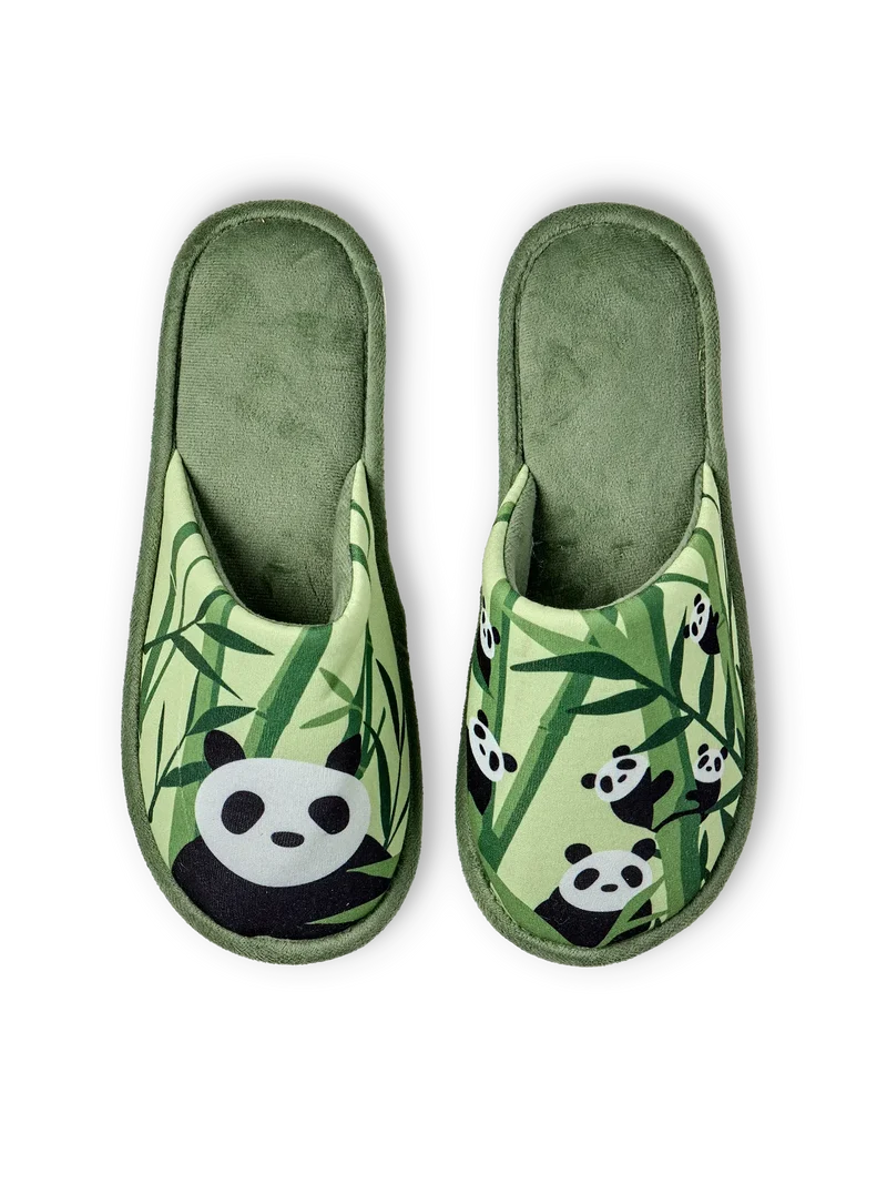 Lustige Hausschuhe Pandas und Bambus