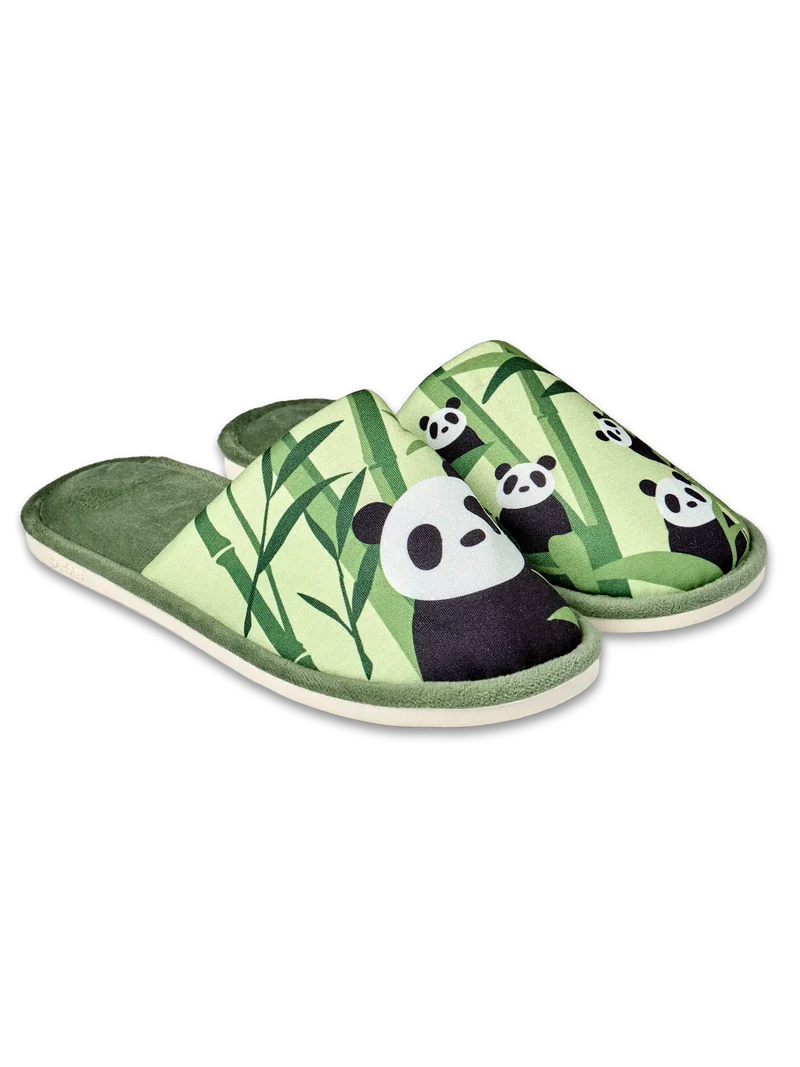 Lustige Hausschuhe Pandas und Bambus