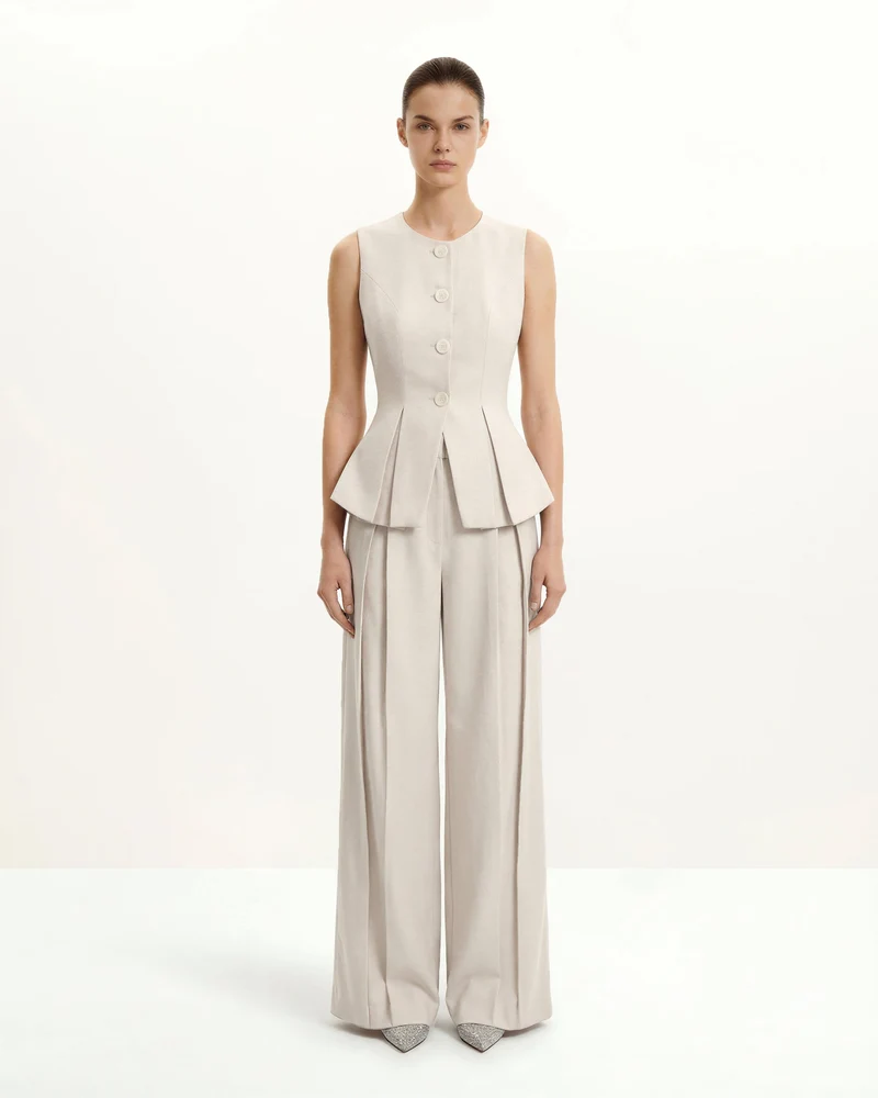 Strukturierte Naht Rund - Beige