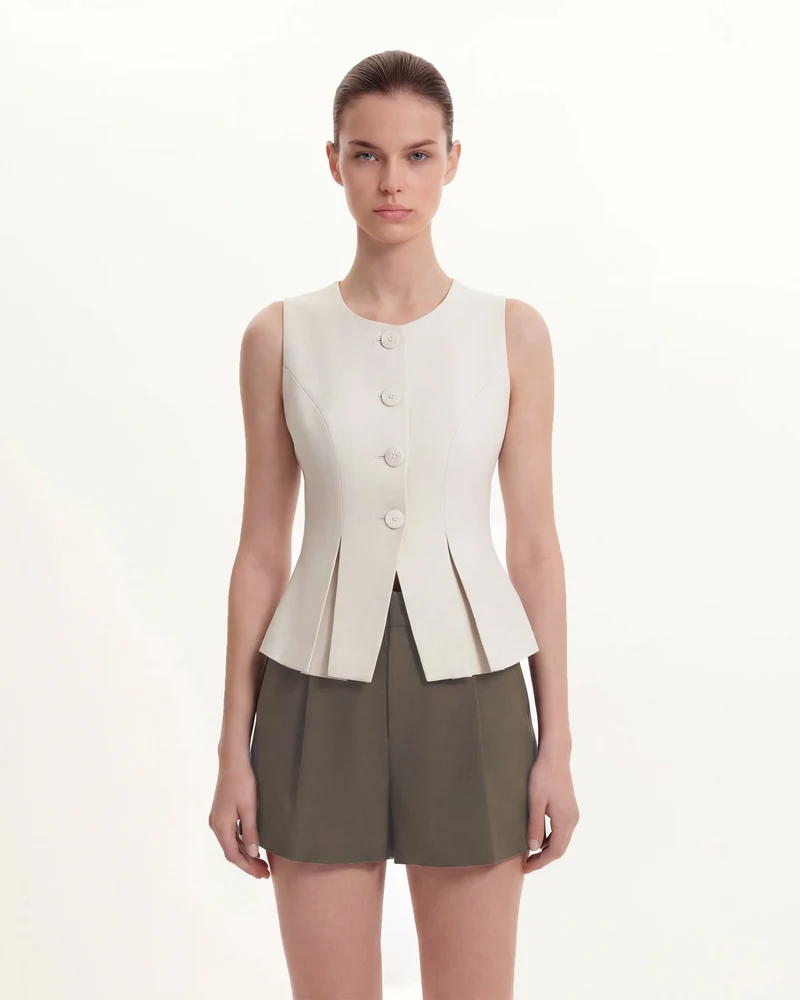 Strukturierte Naht Rund - Beige