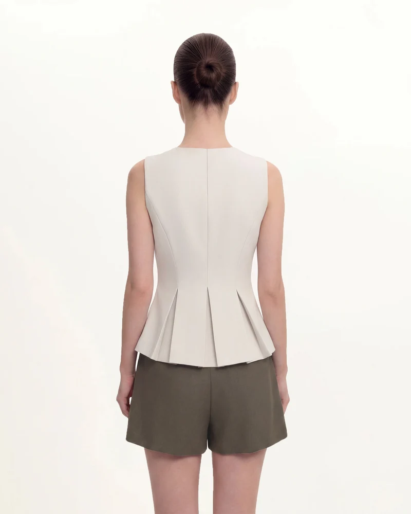 Strukturierte Naht Rund - Beige