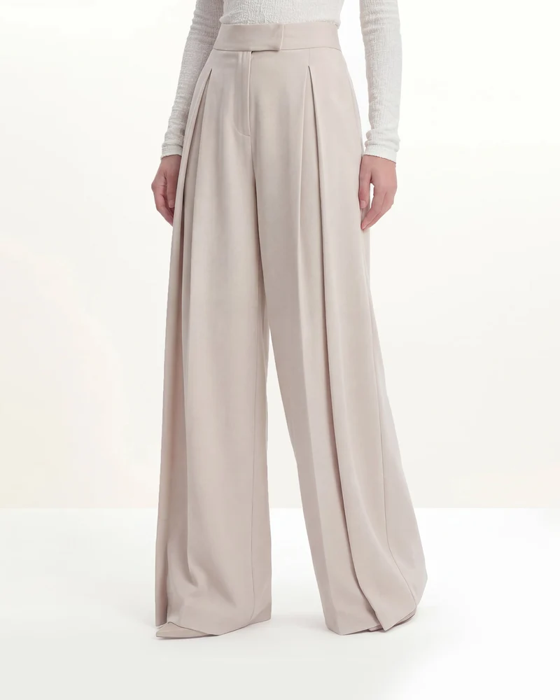 Plissierte Marlenehosen - Beige