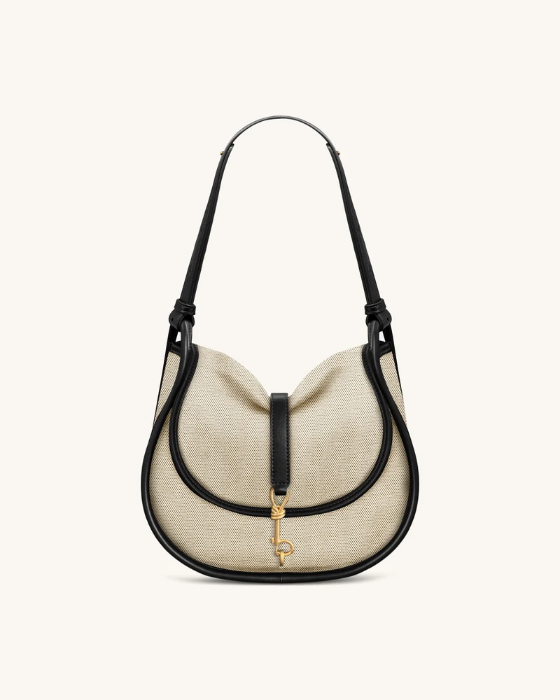 Arla kleine Hobo-Tasche – schwarzer Canvas-Stoff