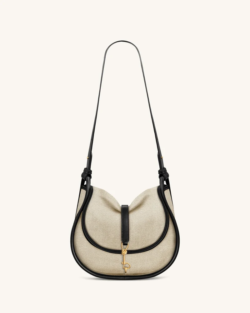 Arla kleine Hobo-Tasche – schwarzer Canvas-Stoff