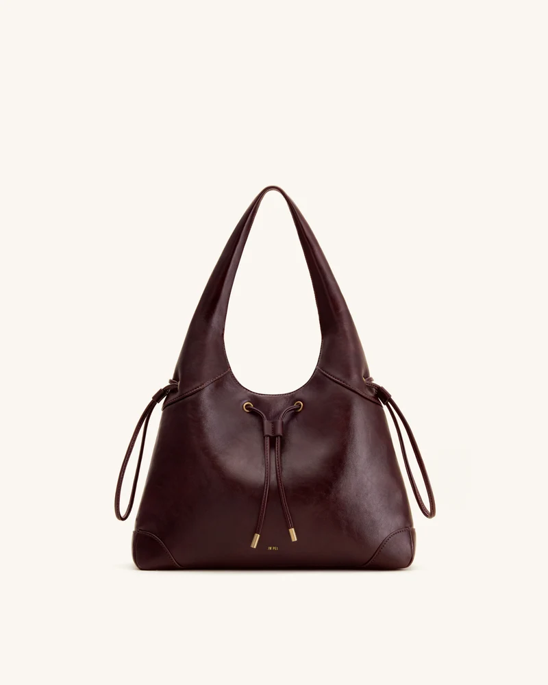 Celandra Hobo-Bag mit Kordelzug – Dunkles Burgund