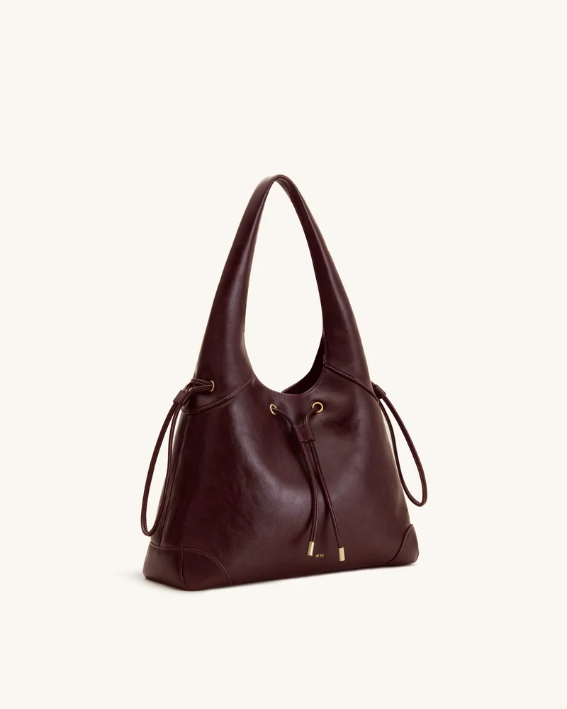 Celandra Hobo-Bag mit Kordelzug – Dunkles Burgund