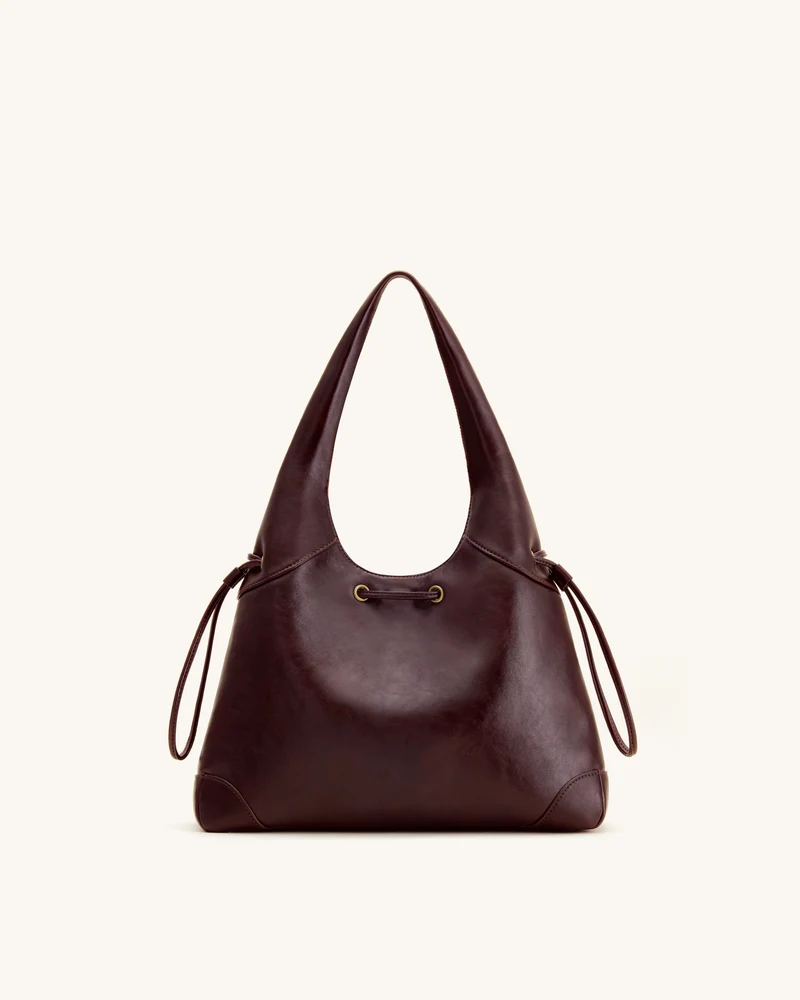 Celandra Hobo-Bag mit Kordelzug – Dunkles Burgund