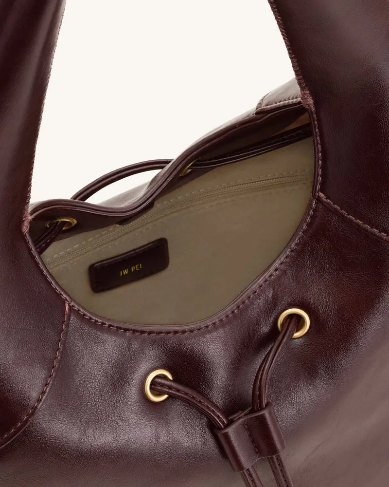 Celandra Hobo-Bag mit Kordelzug – Dunkles Burgund