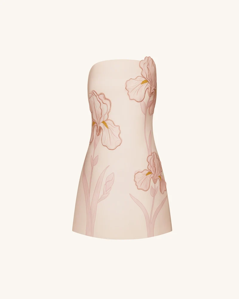 Iris Blumendruck Trägerloses Kleid - Rosa