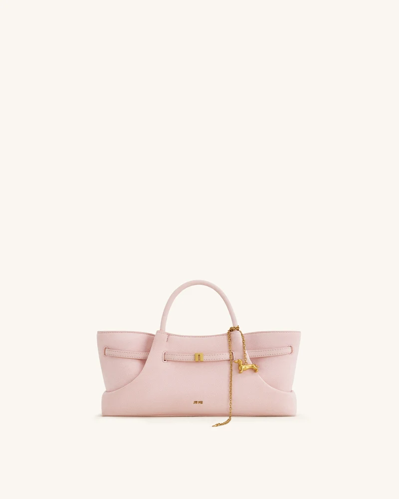 Maeve Tote Bag aus Kunstwildleder mit Dackel-Metallanhänger – Pink