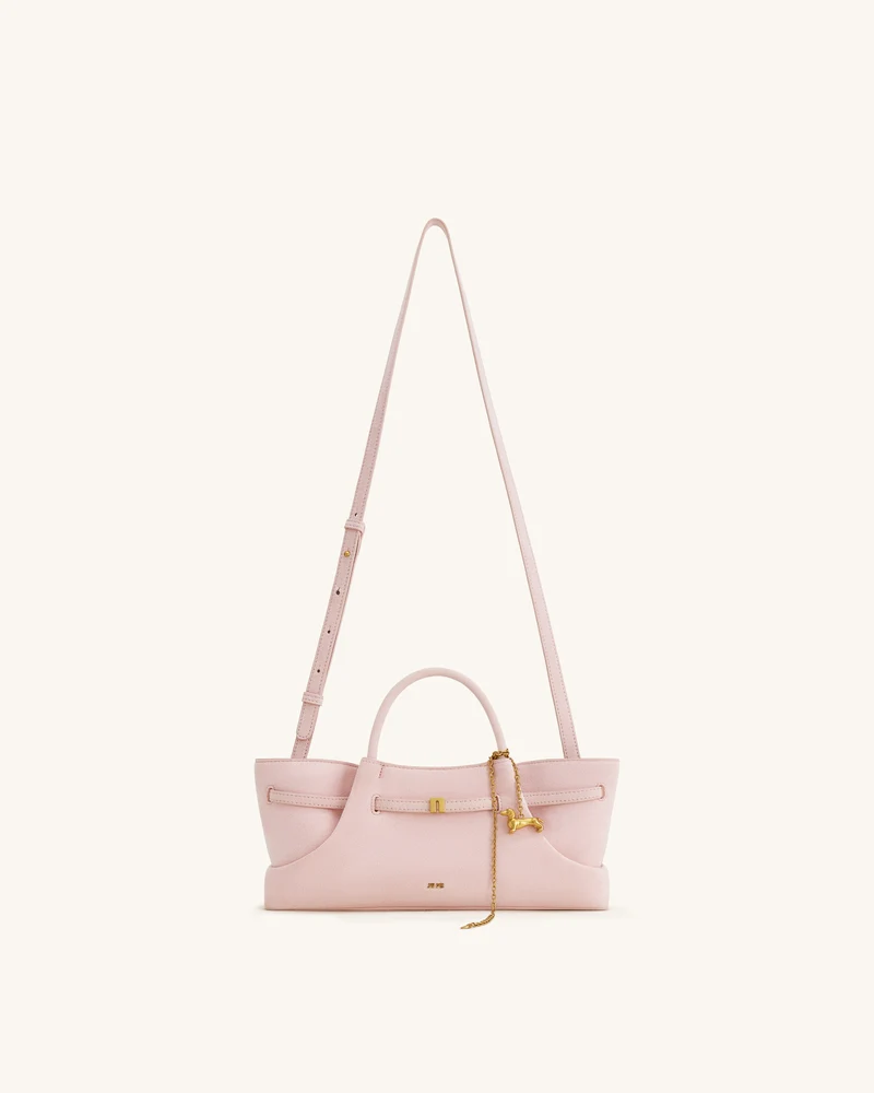 Maeve Tote Bag aus Kunstwildleder mit Dackel-Metallanhänger – Pink