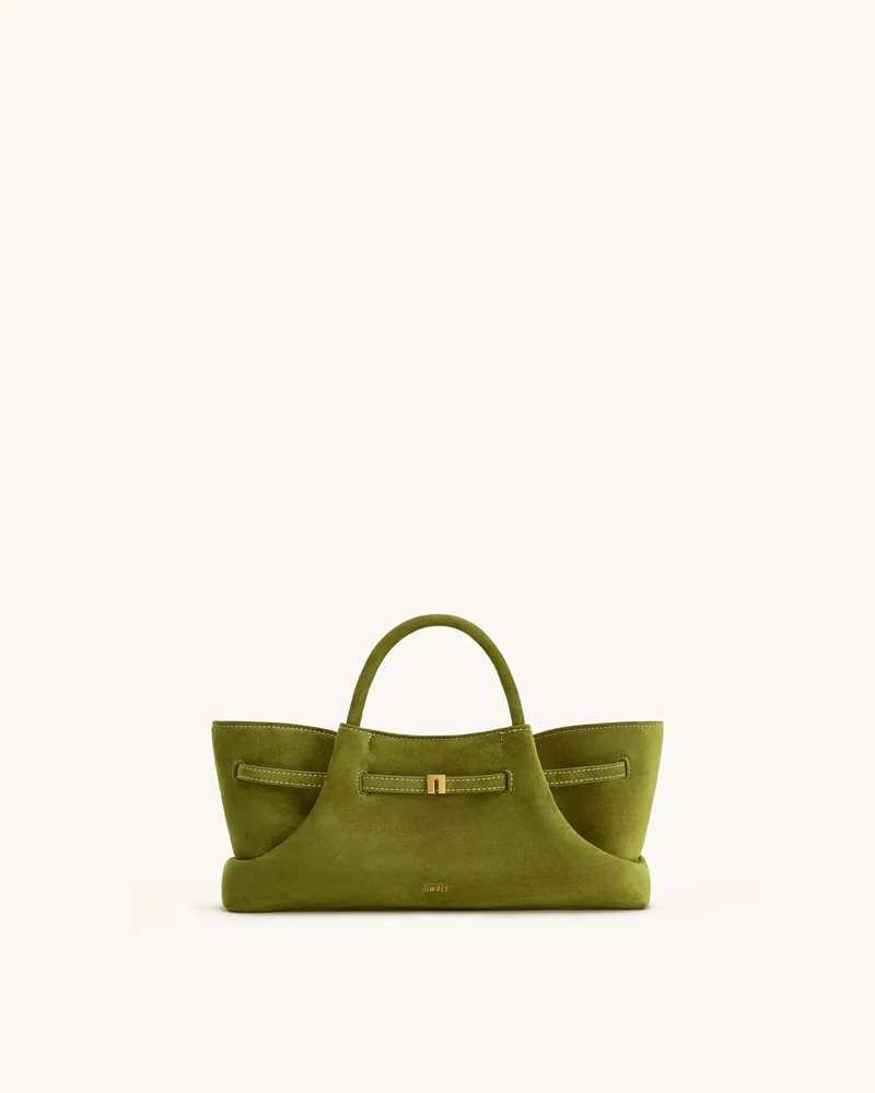 Maeve Tote Bag aus Kunstwildleder mit Dackel-Metallanhänger – Olivgrün