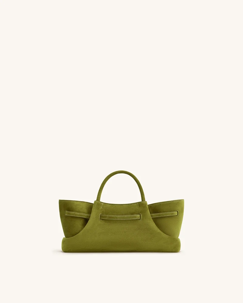 Maeve Tote Bag aus Kunstwildleder mit Dackel-Metallanhänger – Olivgrün