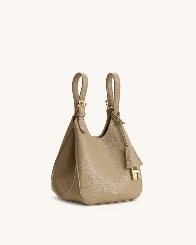 Ines Tote Bag mit Vorhängeschloss – Graubeige