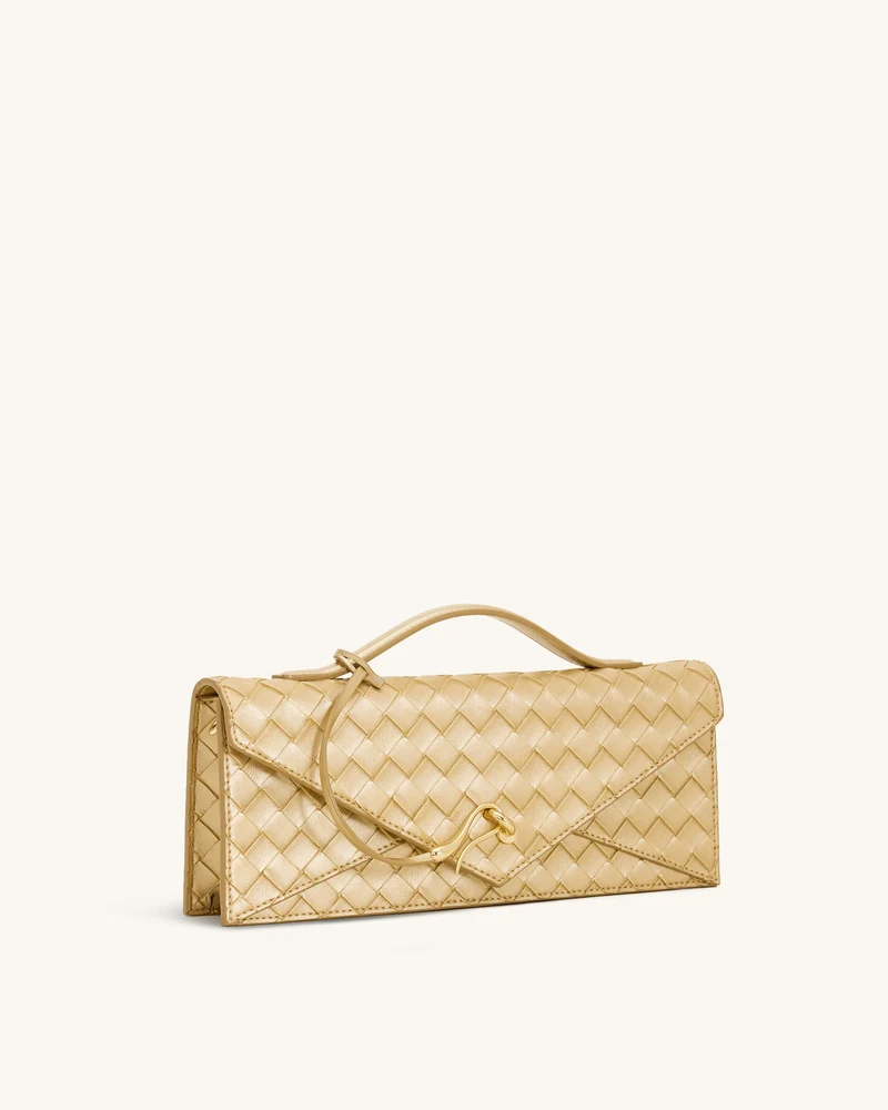 Celeste Strukturierte Henkeltasche in Umschlagform – Champagnergold