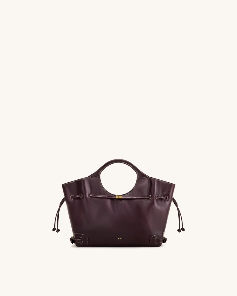 Virelle Tote-Bag aus gewachstem veganem Leder mit Kordelzug – Burgund