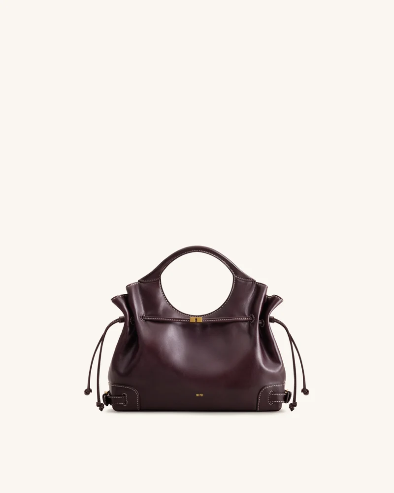 Virelle Tote-Bag aus gewachstem veganem Leder mit Kordelzug – Burgund