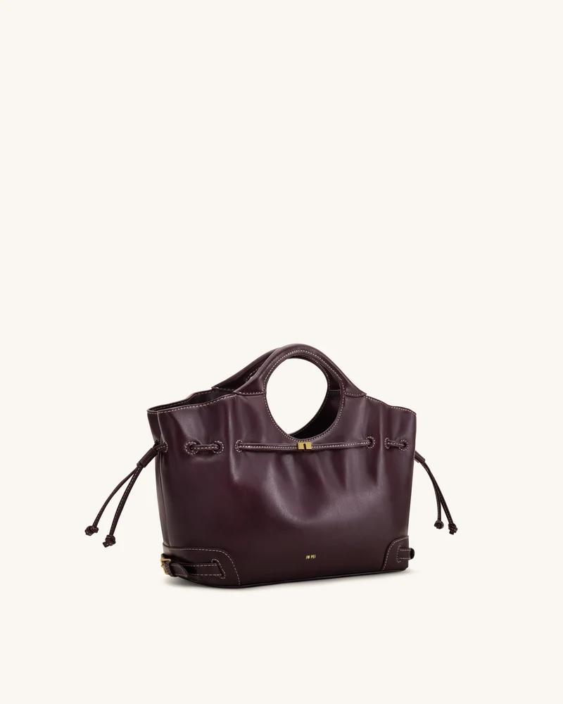 Virelle Tote-Bag aus gewachstem veganem Leder mit Kordelzug – Burgund