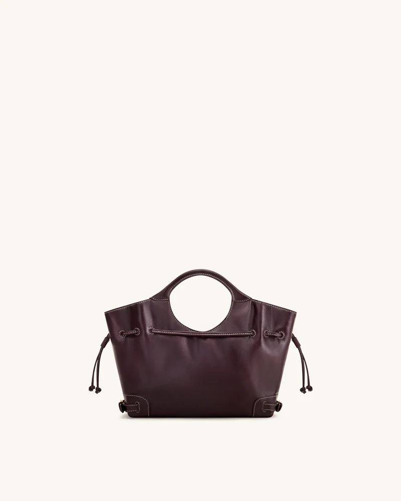 Virelle Tote-Bag aus gewachstem veganem Leder mit Kordelzug – Burgund
