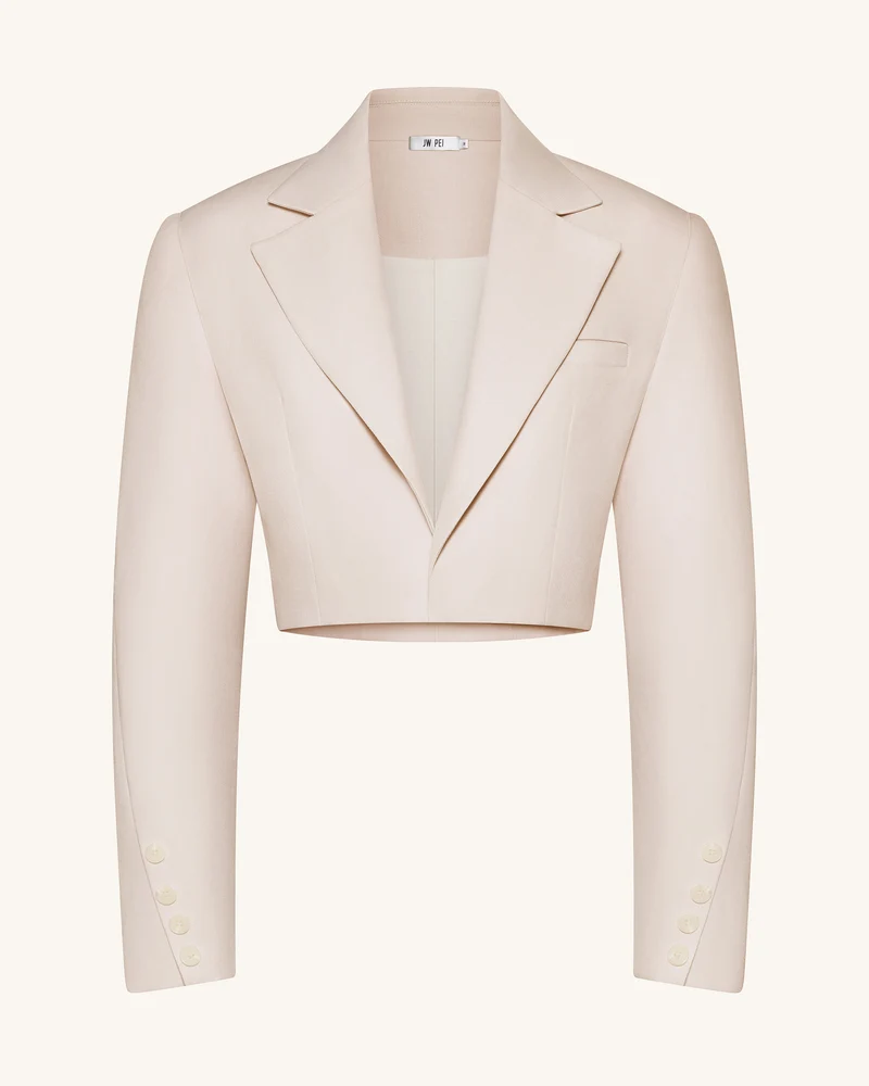 Strukturierter Blazer mit Power-Schultern und Cropped-Schnitt - Beige
