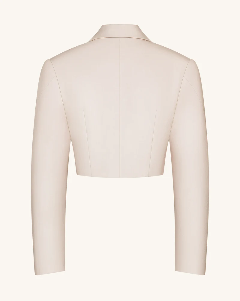 Strukturierter Blazer mit Power-Schultern und Cropped-Schnitt - Beige