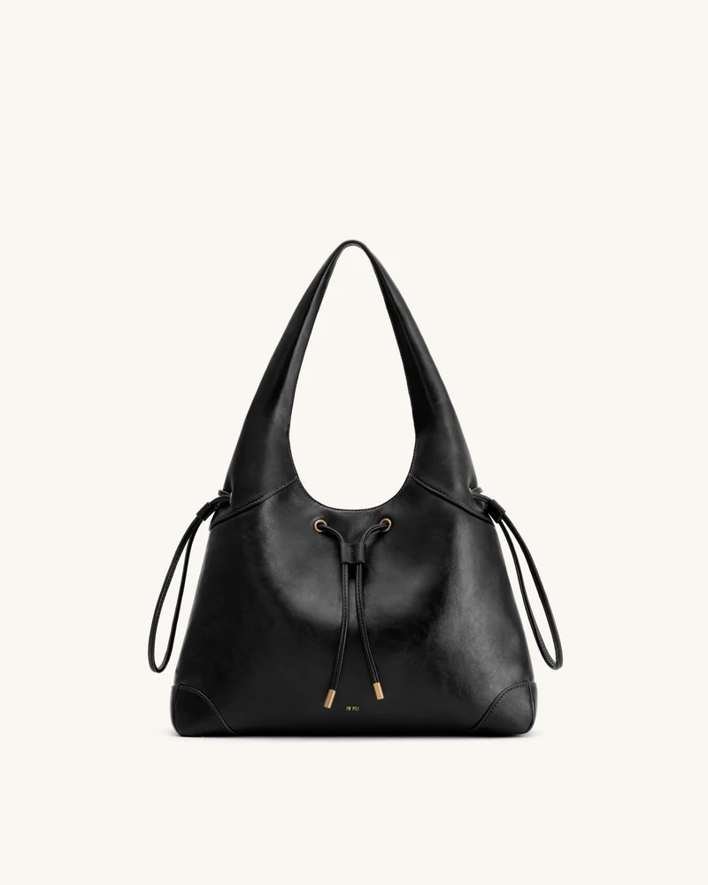 Celandra Hobo-Bag mit Kordelzug – Schwarz