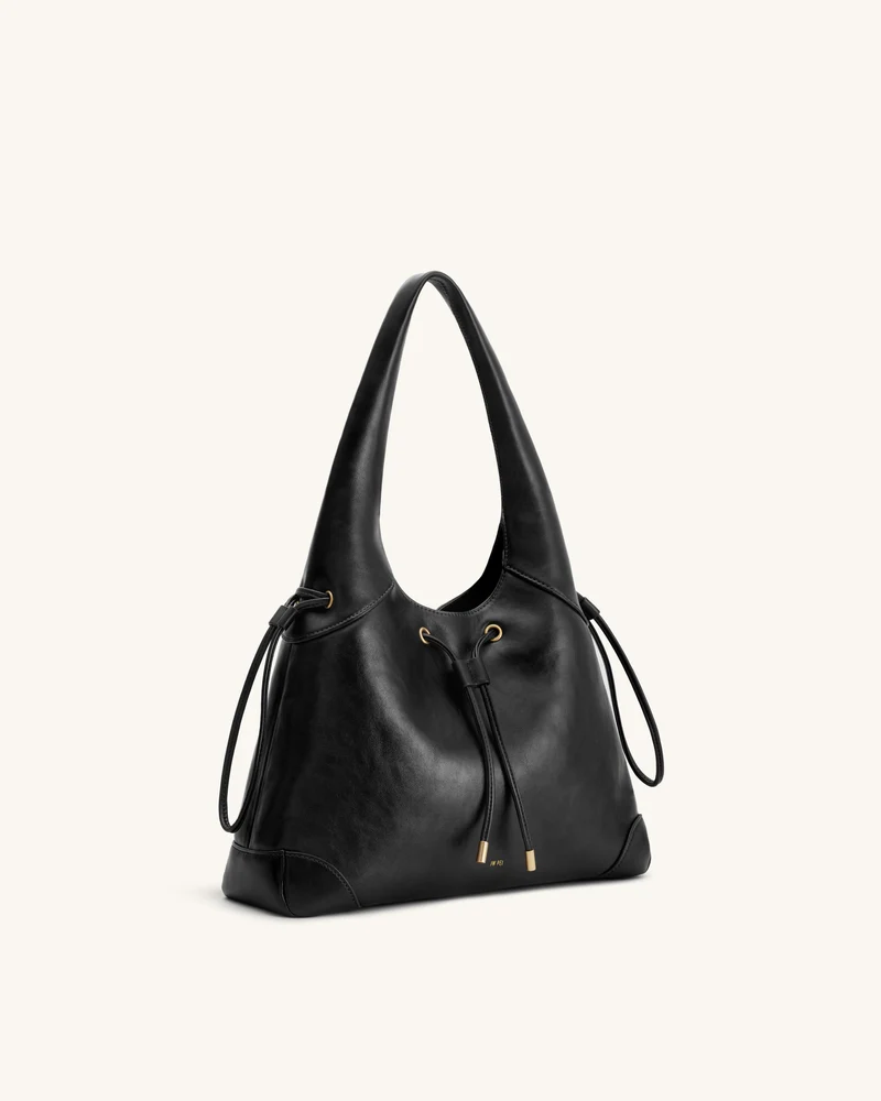 Celandra Hobo-Bag mit Kordelzug – Schwarz
