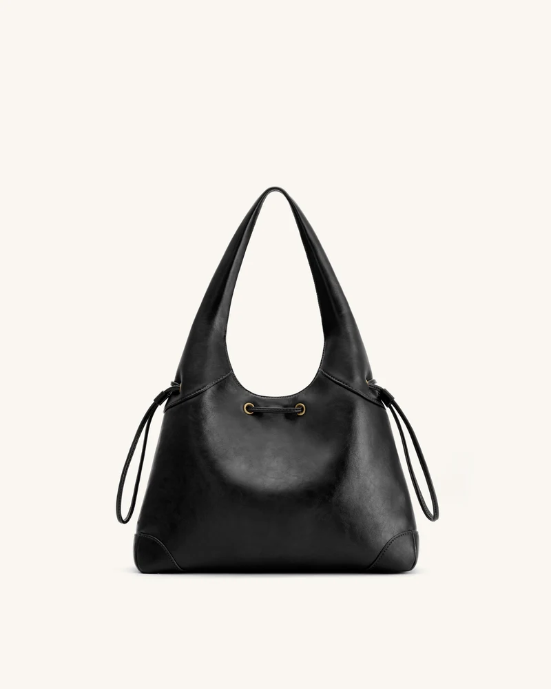 Celandra Hobo-Bag mit Kordelzug – Schwarz