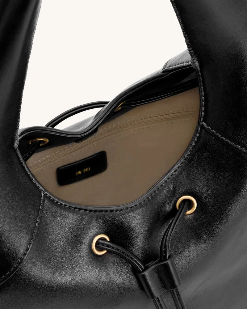 Celandra Hobo-Bag mit Kordelzug – Schwarz