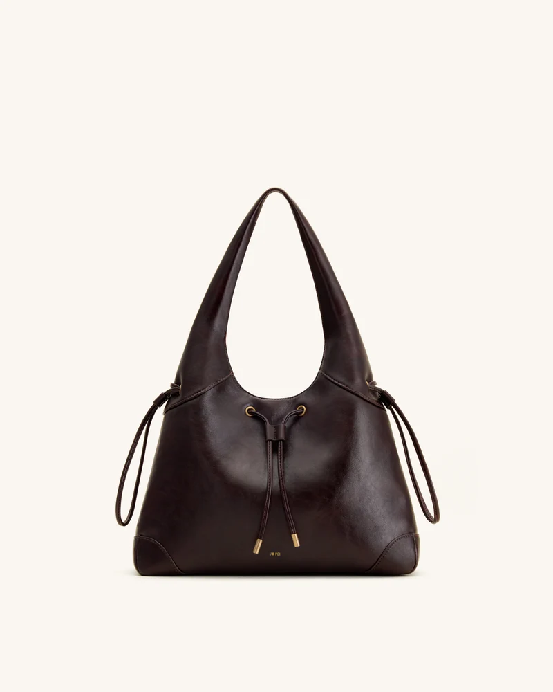 Celandra Hobo-Bag mit Kordelzug – Dunkelbraun