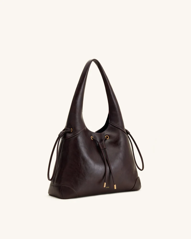 Celandra Hobo-Bag mit Kordelzug – Dunkelbraun