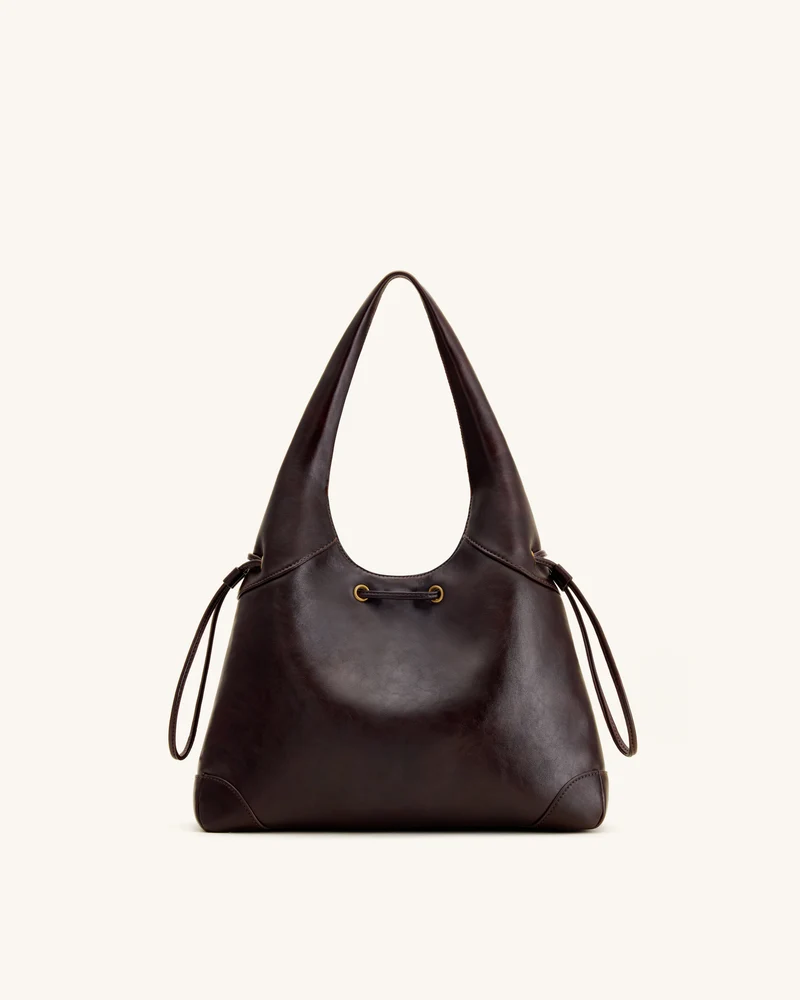Celandra Hobo-Bag mit Kordelzug – Dunkelbraun