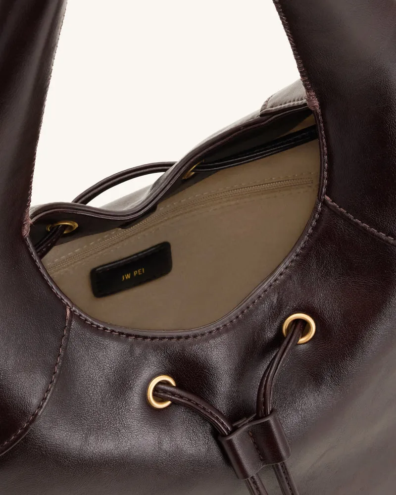Celandra Hobo-Bag mit Kordelzug – Dunkelbraun