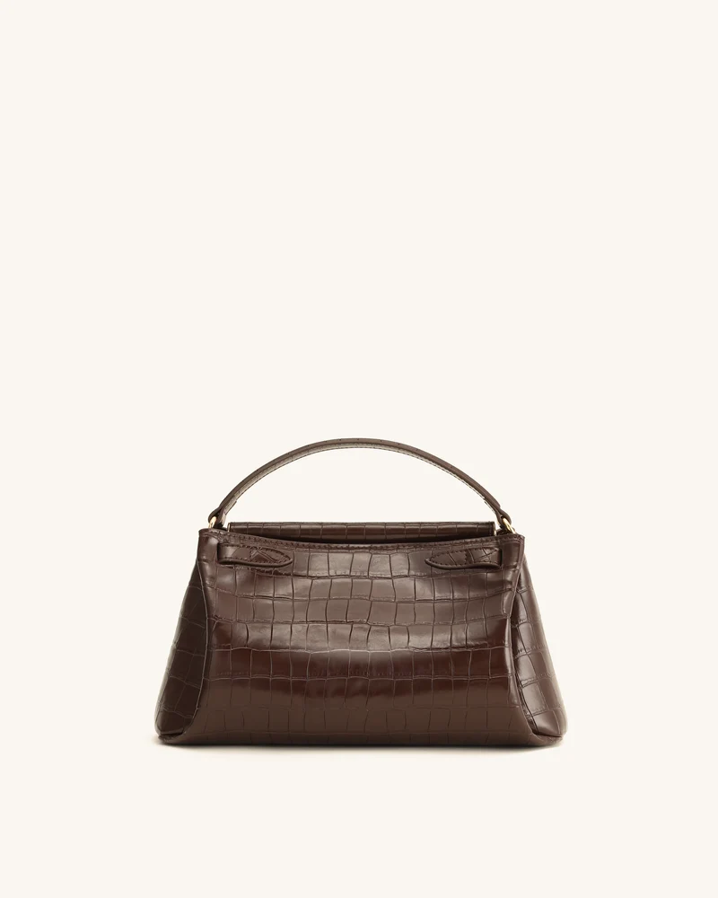 Carmen Henkeltasche - Dunkelbraunes Kroko-Muster