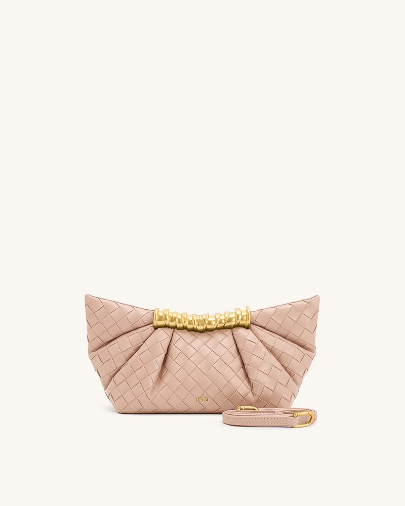 Leia Geflochtene Clutch mit Webstruktur - Pink
