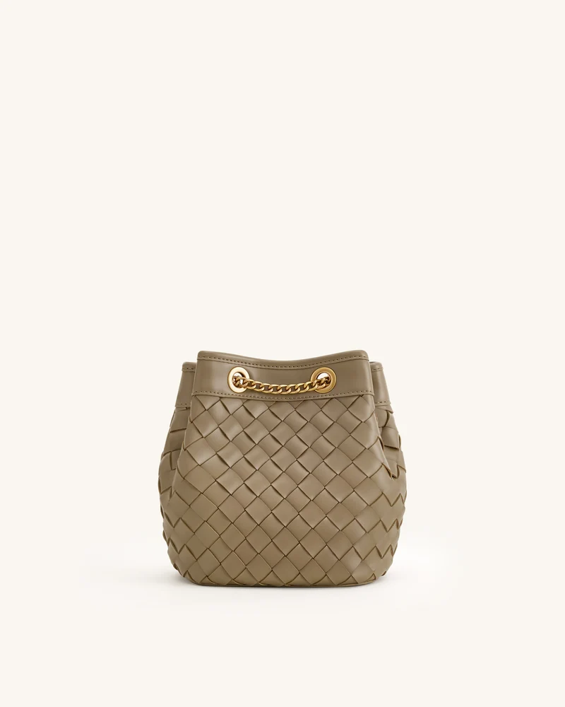 Yara Handgewebte Bucket Bag - Taupe