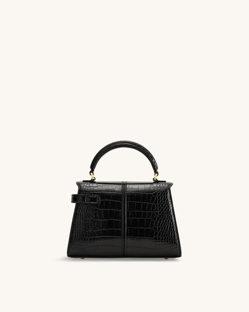 Elise Handtasche mit Henkel - Schwarzes Krokoprägung