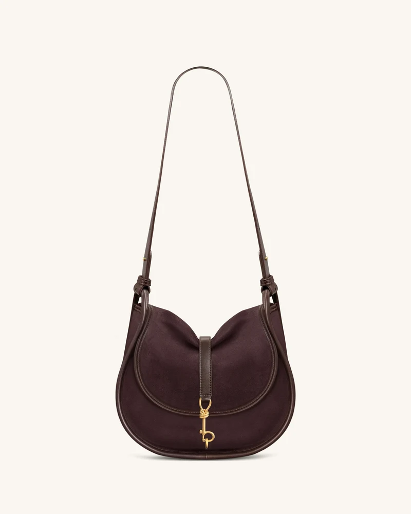 Arla Kleine Hobo-Tasche aus Kunstwildleder - Schokoladenbraun