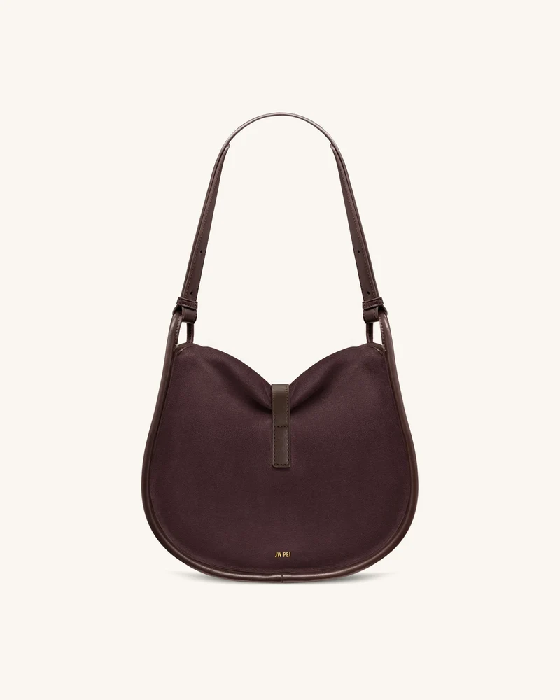 Arla Kleine Hobo-Tasche aus Kunstwildleder - Schokoladenbraun