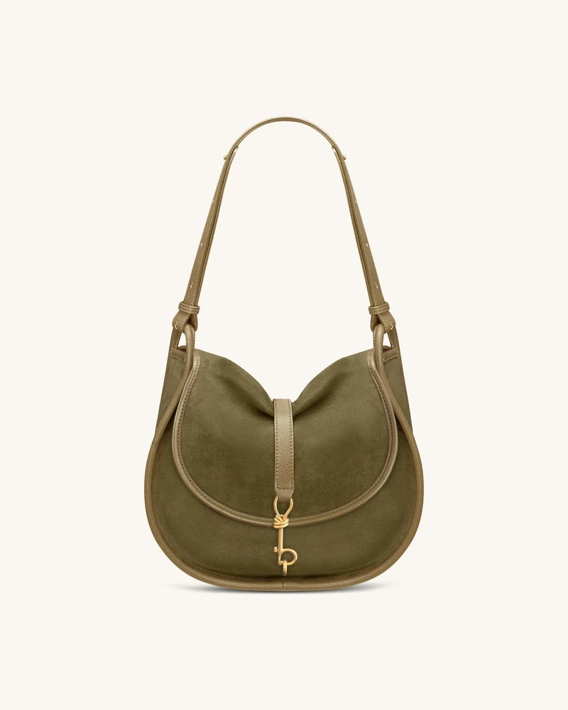Arla Kleine Hobo-Tasche aus Kunstwildleder - Olivgrün