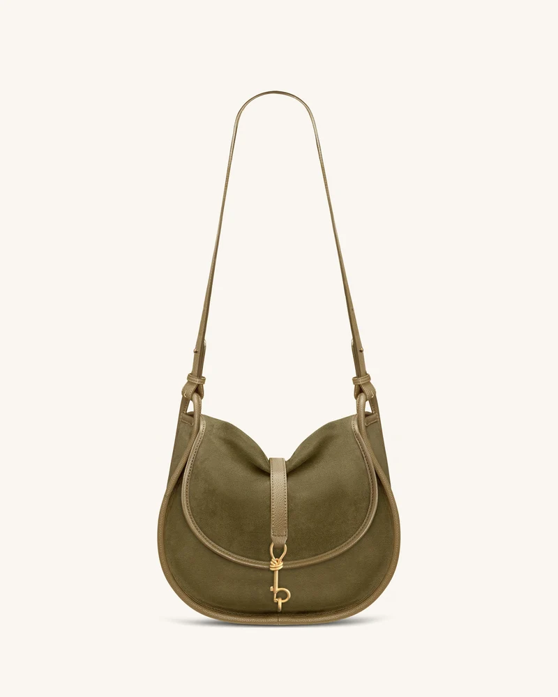 Arla Kleine Hobo-Tasche aus Kunstwildleder - Olivgrün