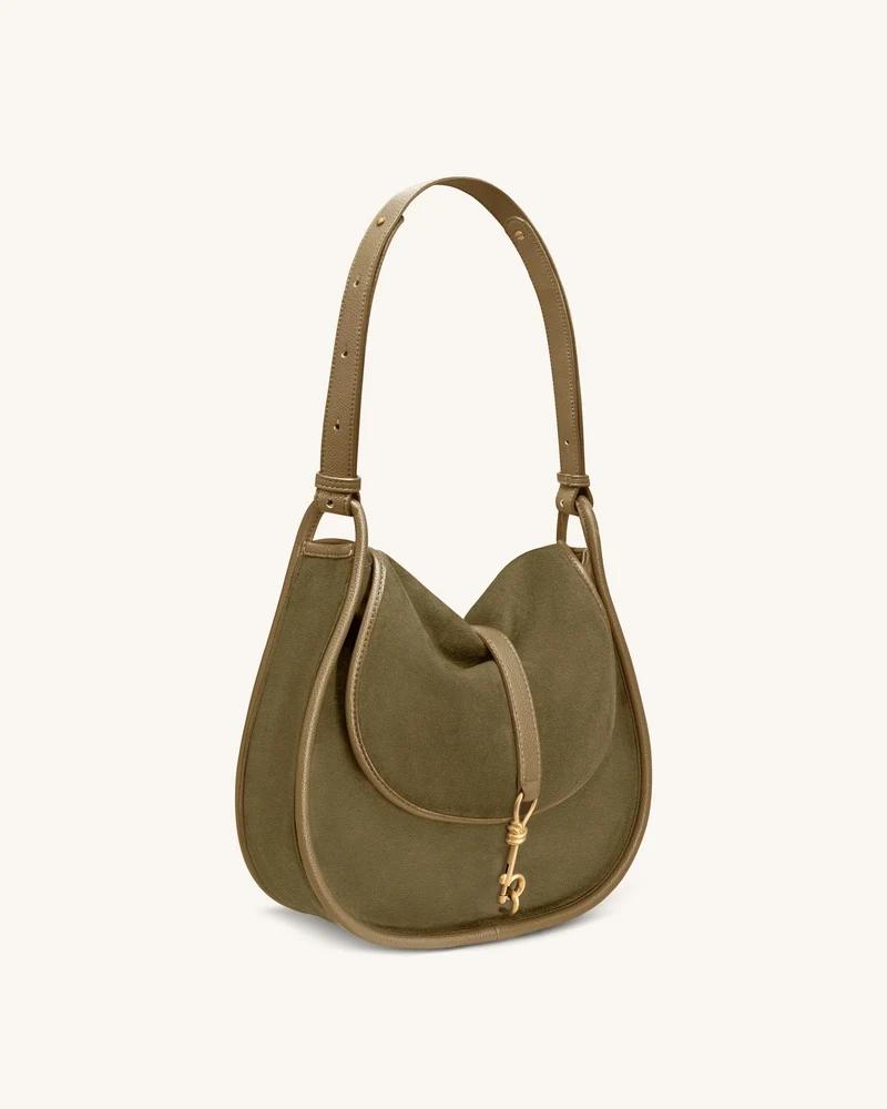 Arla Kleine Hobo-Tasche aus Kunstwildleder - Olivgrün