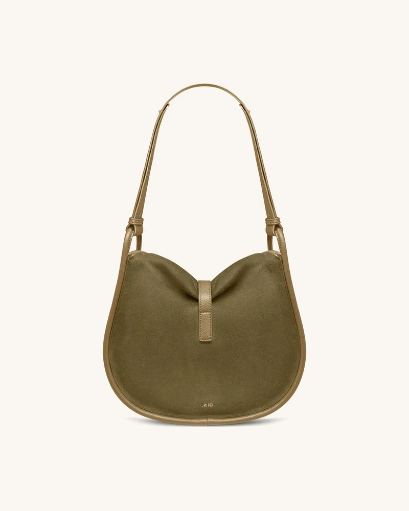 Arla Kleine Hobo-Tasche aus Kunstwildleder - Olivgrün